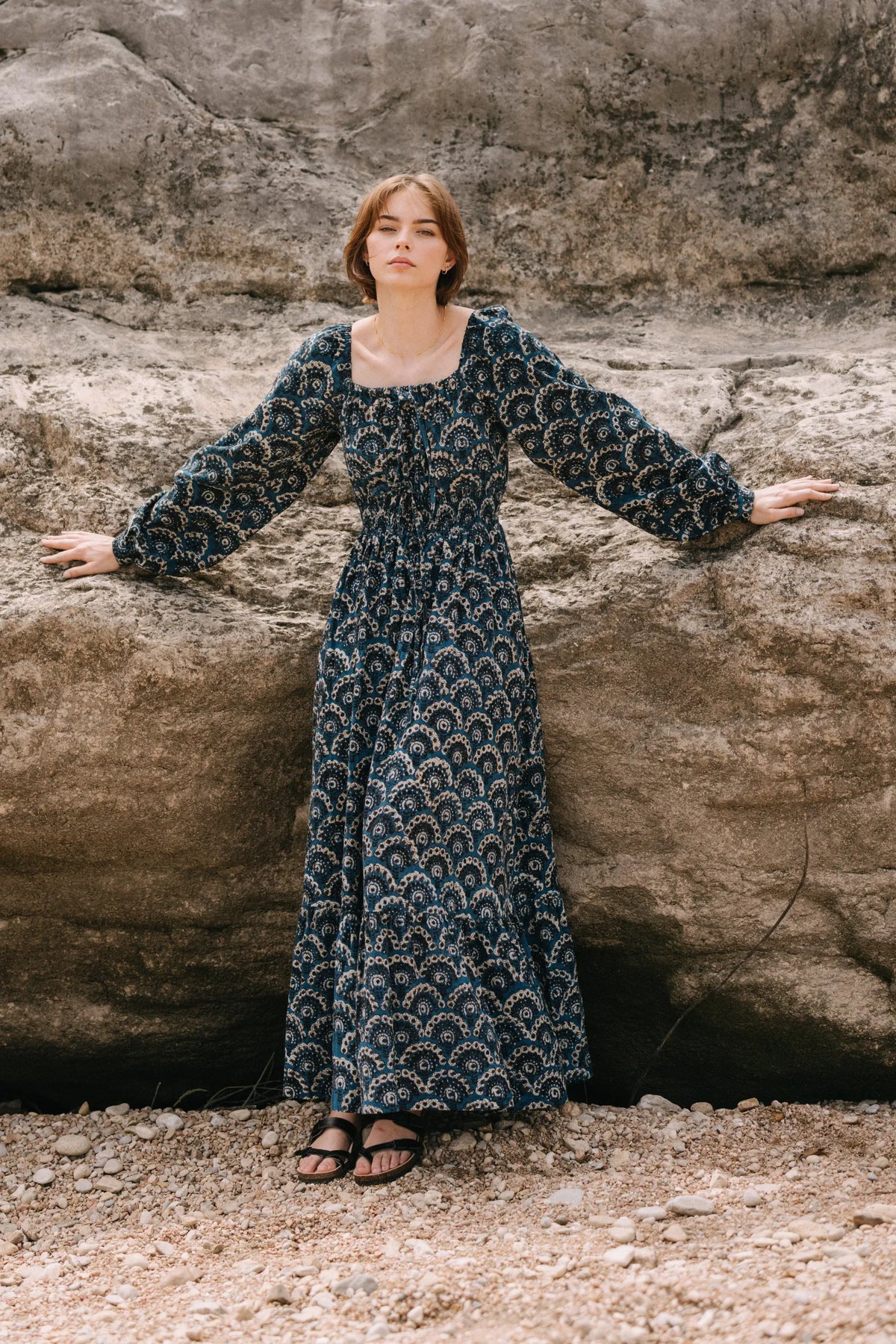 Elowen Dress in Indigo River
