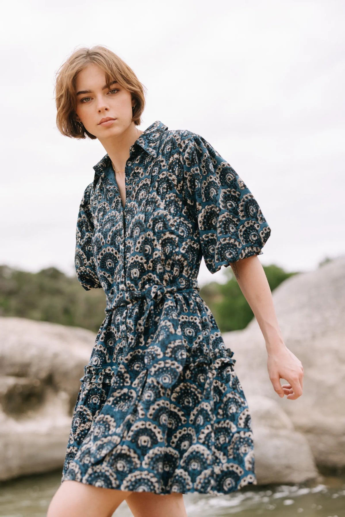 Thalia Dress in Indigo River
