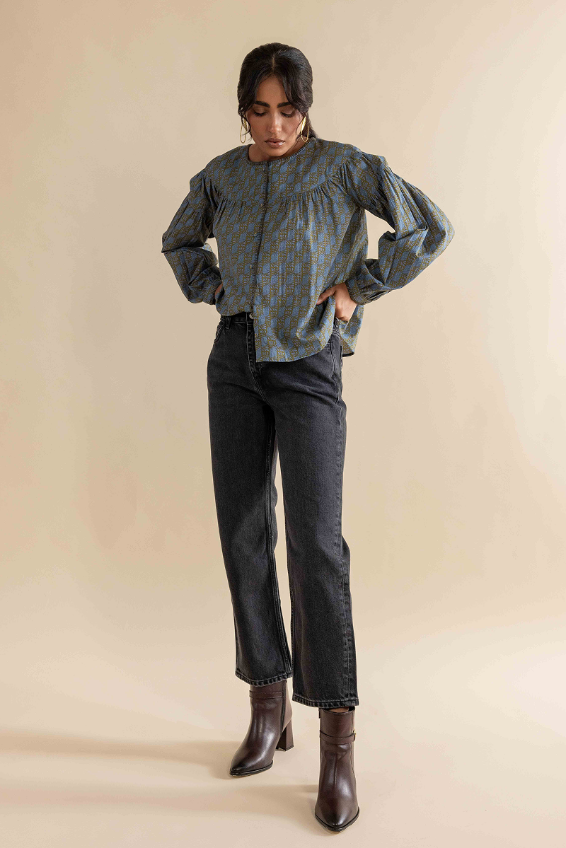 Francesca Blouse in Moss Meadow