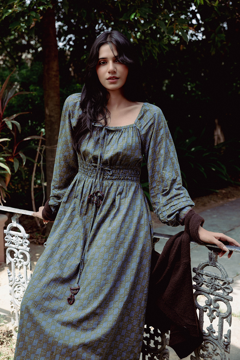Elowen Dress in Moss Meadow