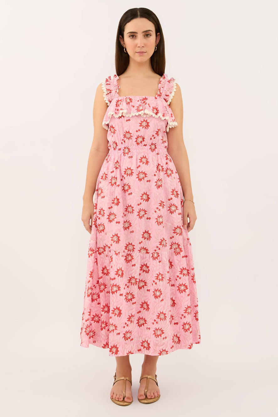 Ines Dress in Cerise